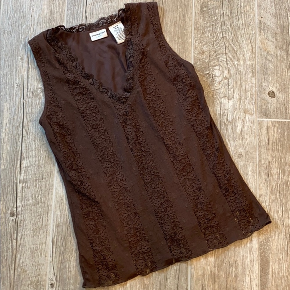 Covington Brown Lace Tank Top
